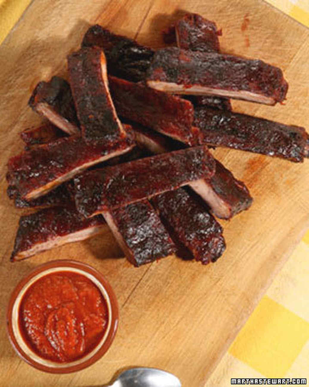 OvenRoasted Ribs with Barbecue Sauce Recipe & Video Martha Stewart